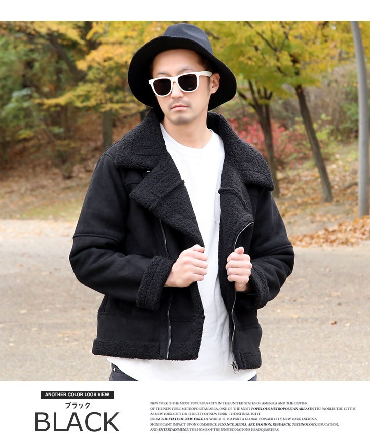 Revo. SALE フェイクムートン ダブル ライダース ジャケット メンズ 裏