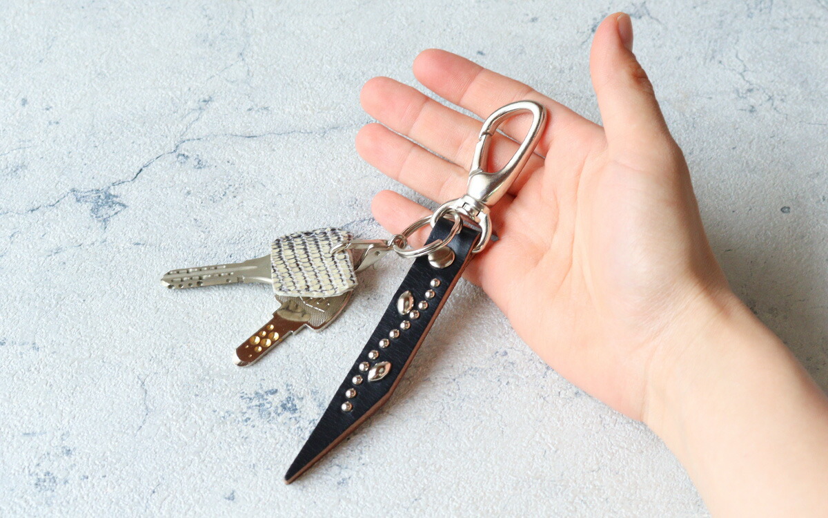 スタッズ手打ちキーリング トカゲ ZOO ズー メンズ 鍵 zk-032-10-bk