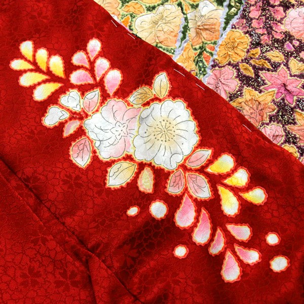 着物 振袖 辻が花 翠山工房 桐屋 謹製 翠山落款入り 金通し生地 未