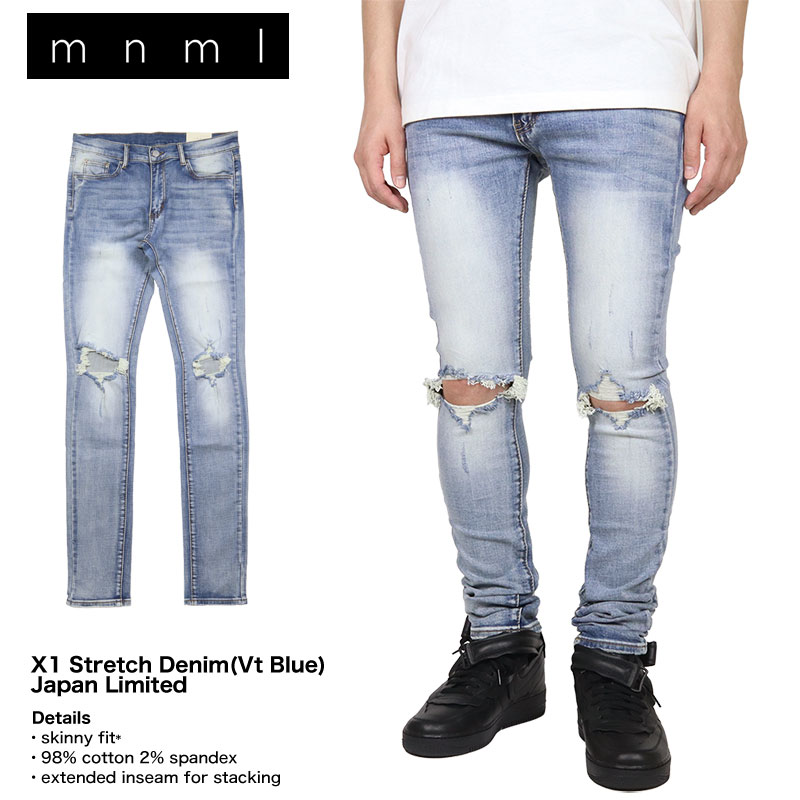 mnml（ミニマル） 爆買 デニム スキニーパンツ クラッシュデニム