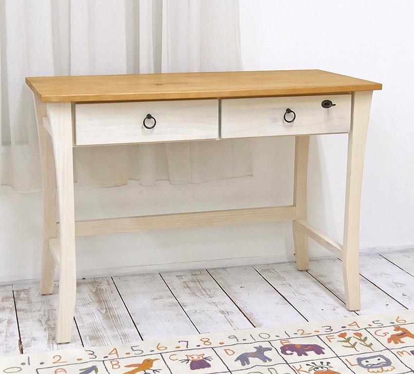 フレンチカントリーパインデスク-バレンシア リング取っ手 単品 白い