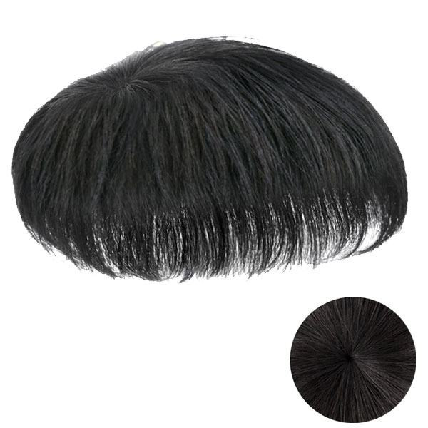 メンズ用 トップピース 人毛 部分ウィッグ マシンメイド つむじ