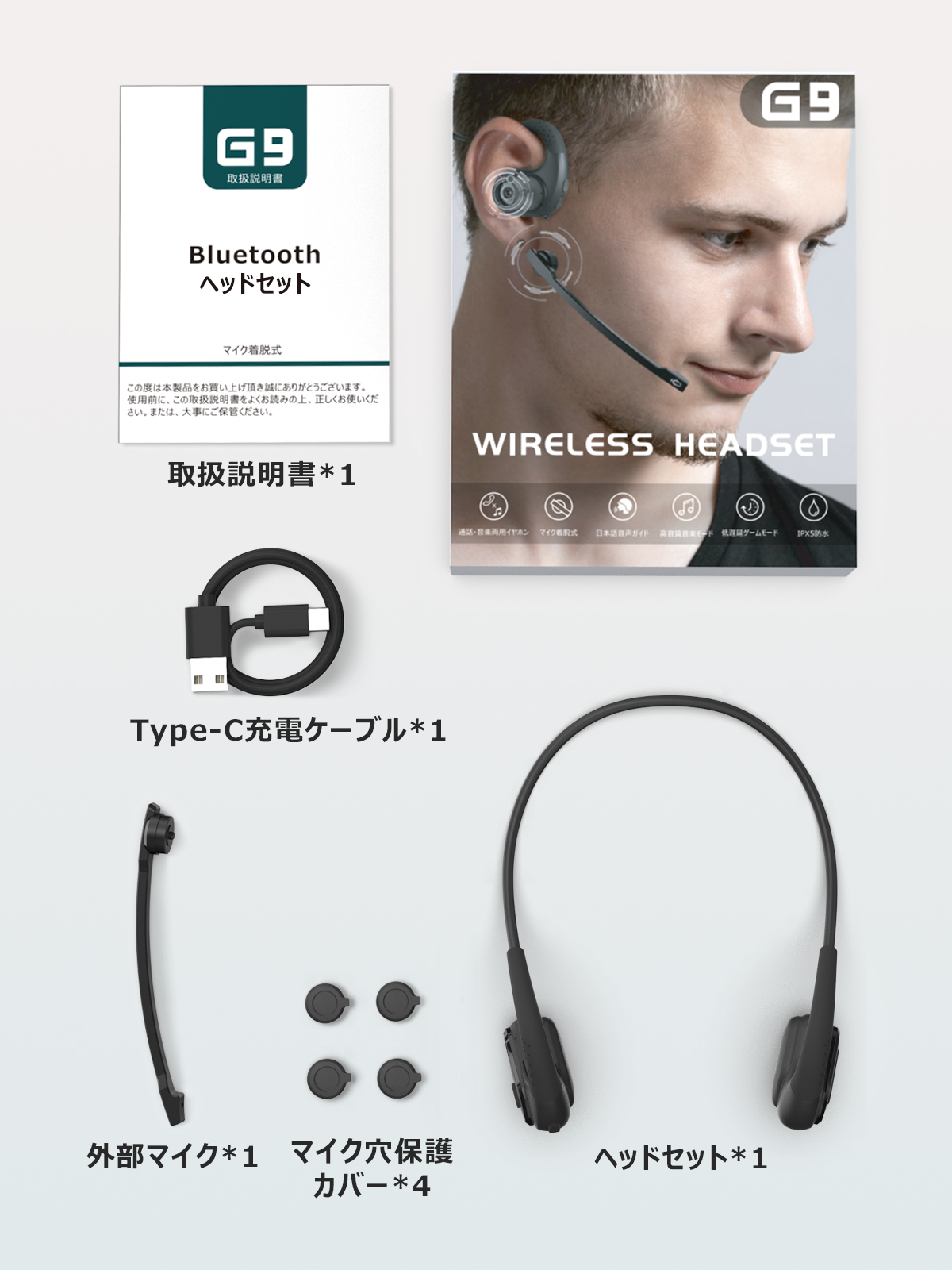 Bluetooth ヘッドセット マイク脱着 ワイヤレス 一体両用 通話特化