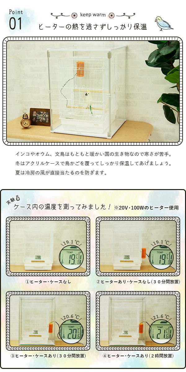 鳥かご アクリルカバー とりまる Mサイズ アクリルケージ 防寒 カバー