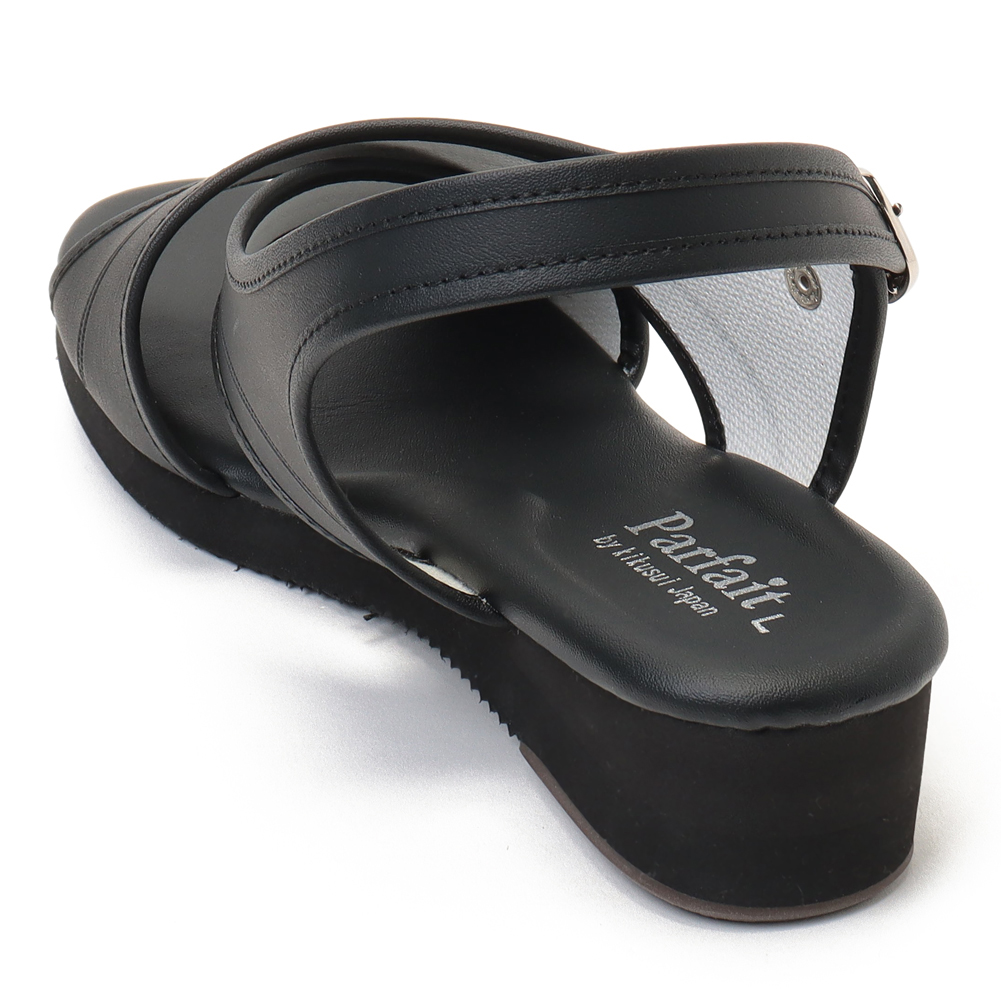 ナースシューズ 黒 疲れない O脚修正 クロスバンド サンダル KS104 l