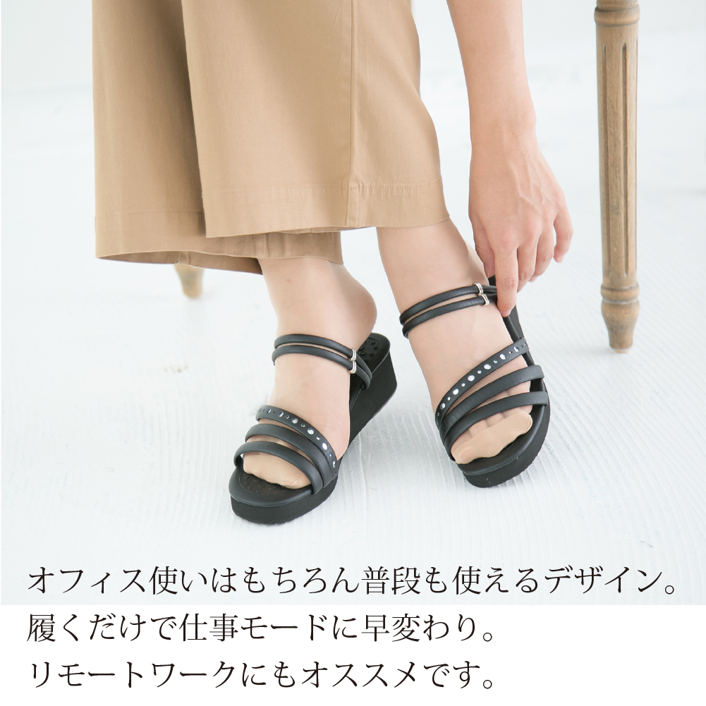 ナースシューズ 黒 疲れない ラメ2WAY サンダル l ナースサンダル