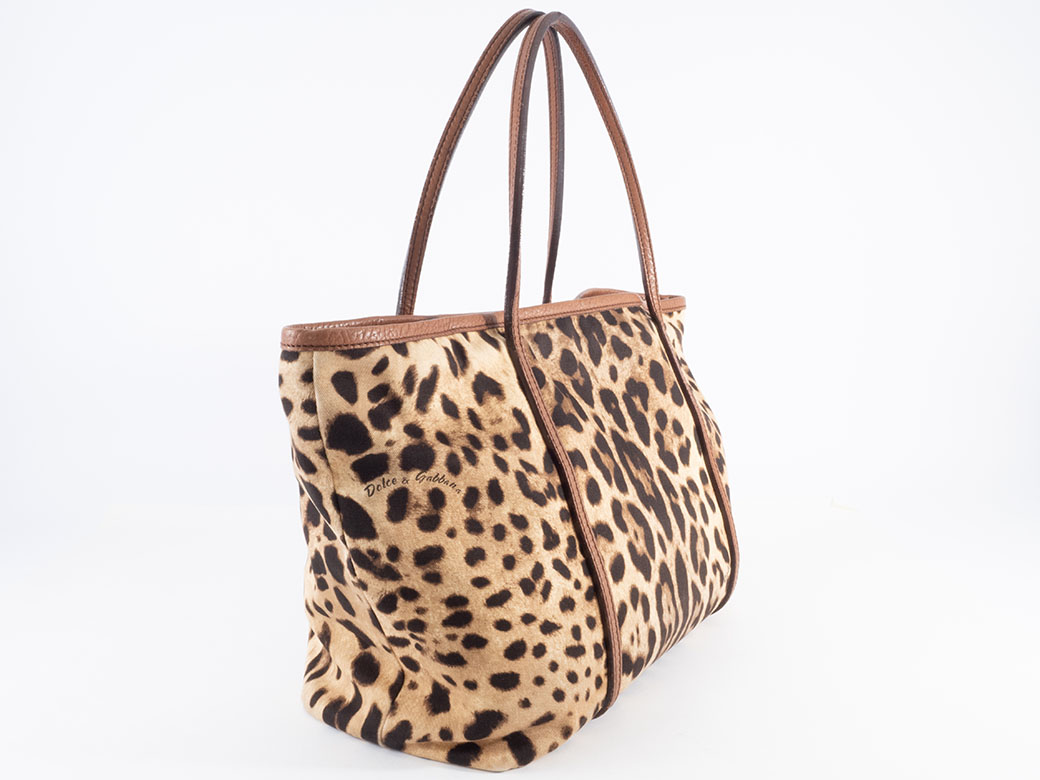 ドルチェ＆ガッバーナ レオパード トート バッグ キャンバスxレザー