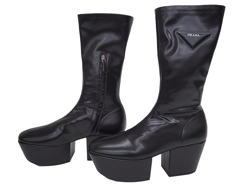 PRADA（プラダ） ナッパテック プラットフォーム ブーツ ブラック