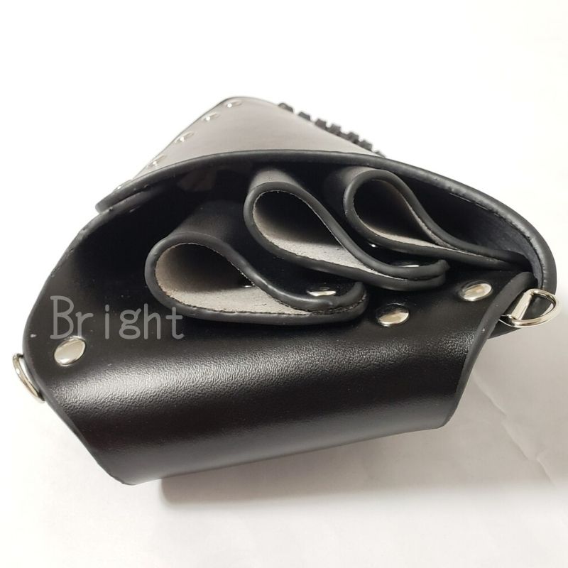 おしゃれ 本革 プロ用 シザーケース 280 ブラック シザー3丁入れ