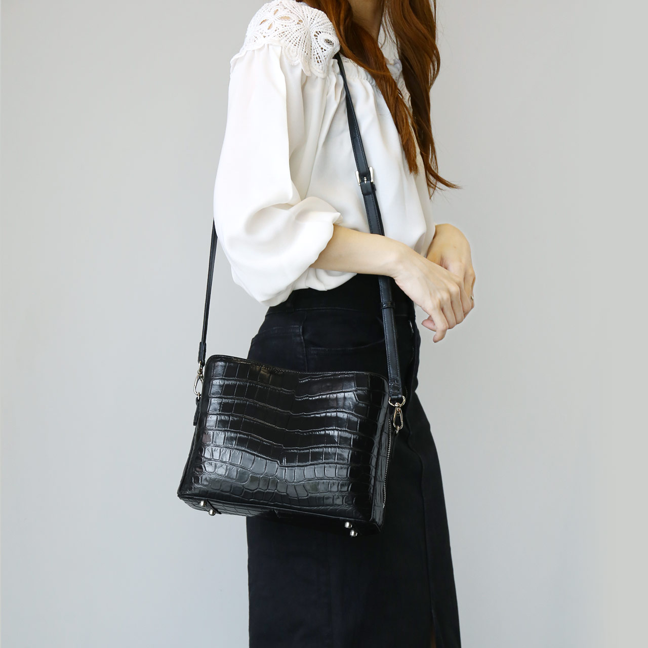 sankyo shokai（三京商会） クロコダイル バッグ 2WAY マット センター