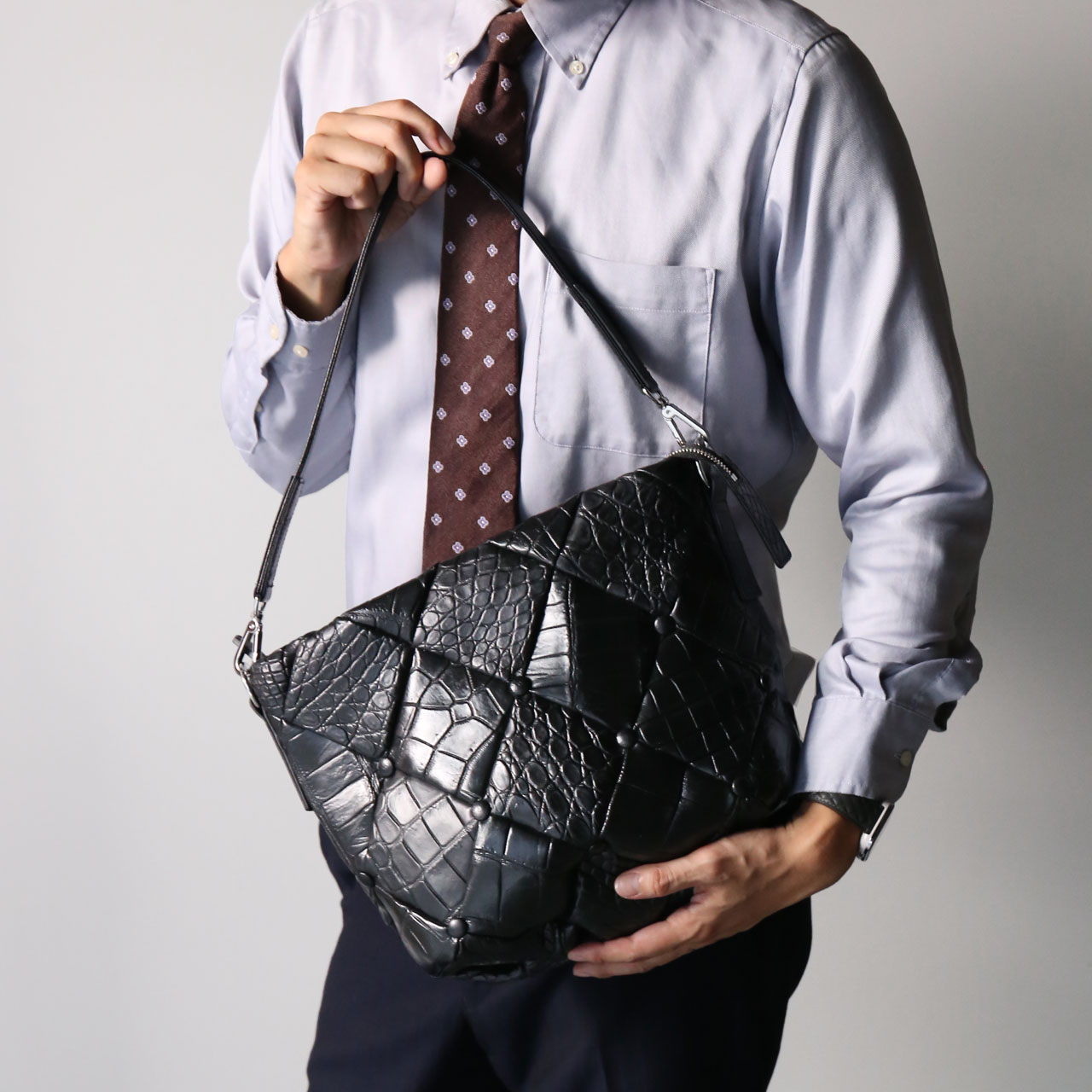 sankyo shokai（三京商会） クロコダイル ダイヤ柄 編み込みデザイン