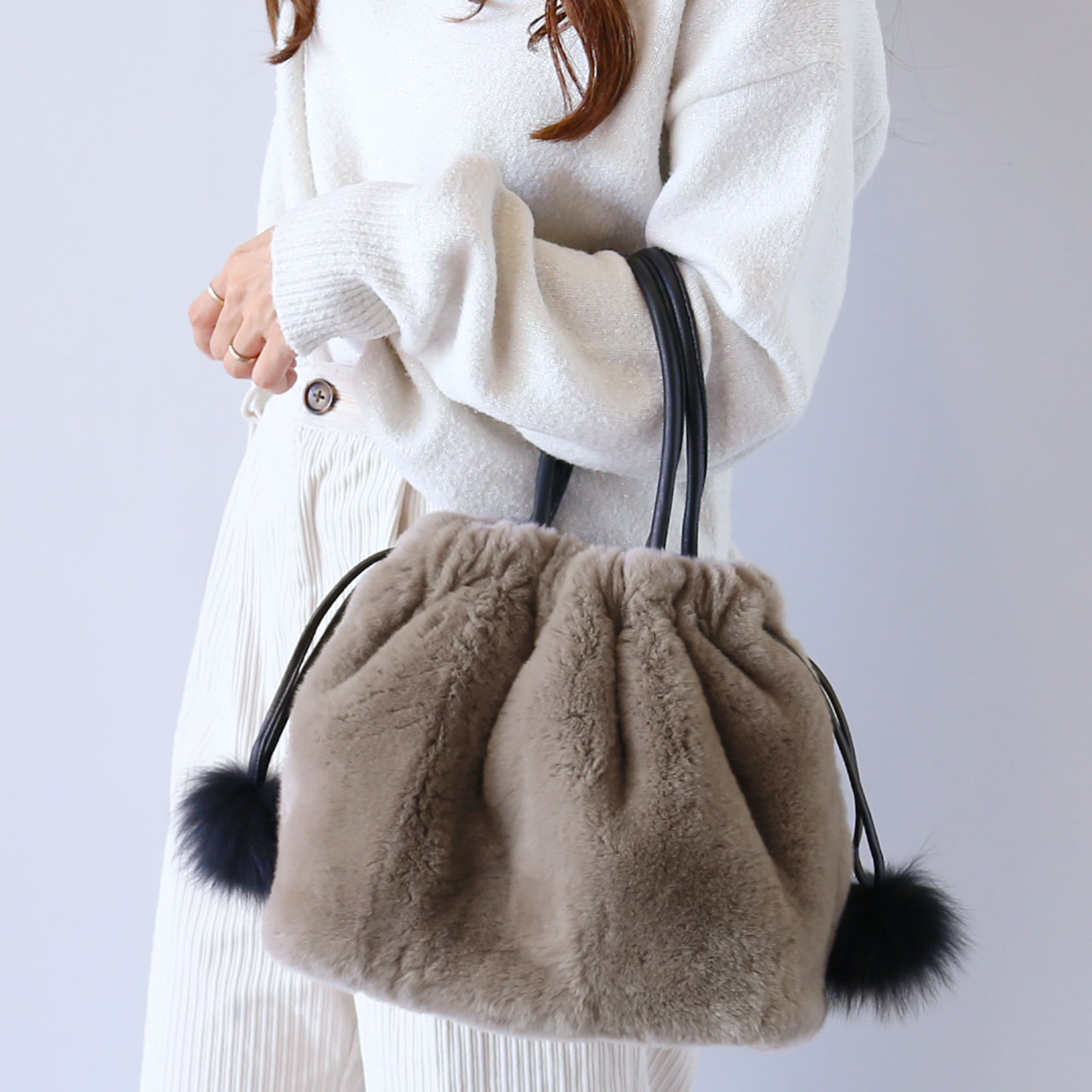 sankyo shokai（三京商会） ＜爆買＞レッキス ファーバッグ 巾着