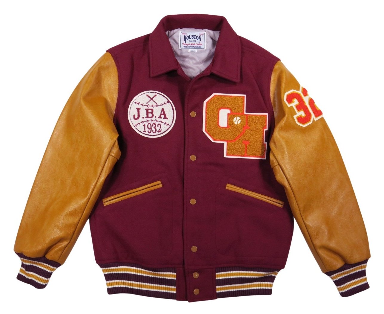 HOUSTON（ヒューストン） さがら刺繍 INDIANS PUレザー × メルトン