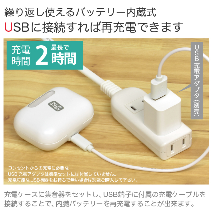 福耳 集音器 超小 耳穴型 ちい彩音(ちいさいおん) USB充電式 極小 軽量