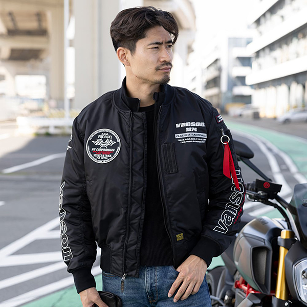VANSON（バンソン） メンズ ジャケット バイク プロテクター MA-1 防風