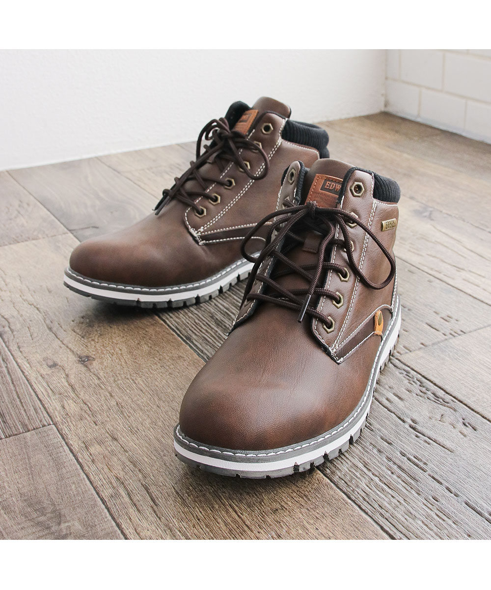 EDWIN（エドウィン） ブーツ メンズ 防水 防滑 レースアップ ショート