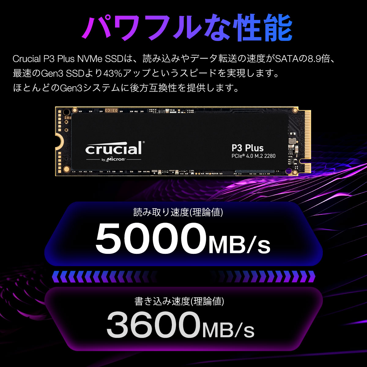 crucial（クルーシャル） Crucial 1TB P3 Plus NVMe PCIe Gen4x4 SSD M