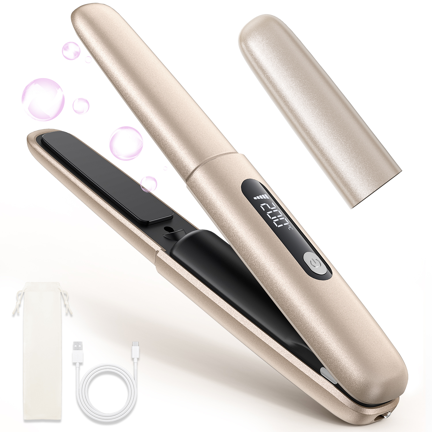 ヘアアイロン コードレス ミニ 25秒立ち上がり 急速加熱 ストレート