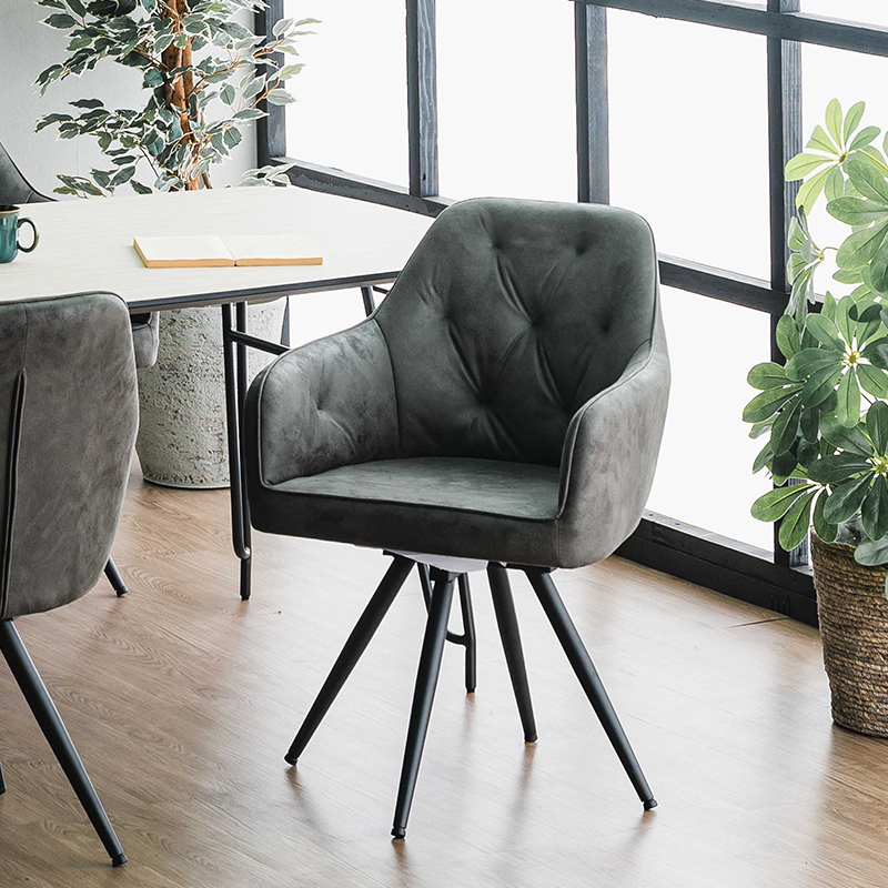 ダイニングチェア 回転 2脚セット おしゃれ 肘付き レザー調 ブラウン