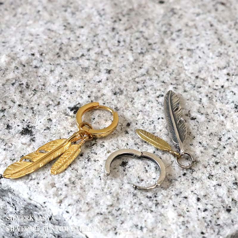 シルバー925 ピアス アレルギー対応 片耳 フープピアス 925 ダブル