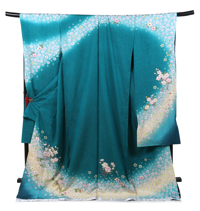 セミオーダー 振袖レンタル 成人式 フルセット 青緑 エメラルド