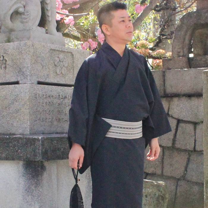 紳士着物 4点セット 帯・雪駄・腰紐 メンズ 自宅で洗える