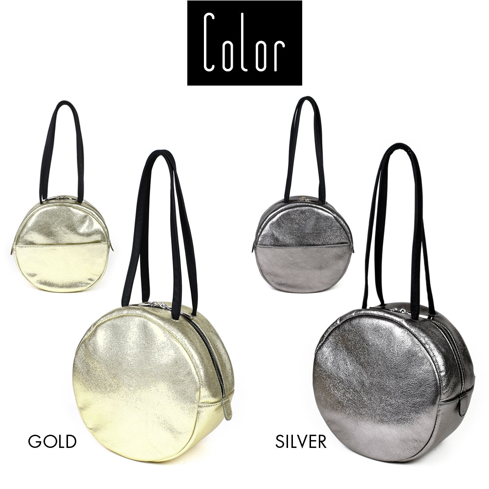 円形トートバッグ ソフトレザー 箔レザー 牛革 ikot イコット 丸型 円