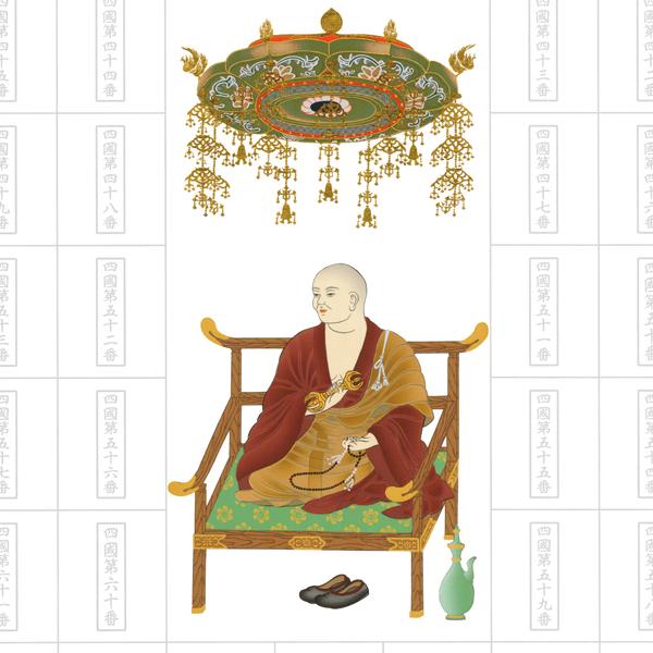 納経集印掛軸 四国八十八ヶ所巡礼朱印 お遍路さん 霊場巡り掛け軸 N1