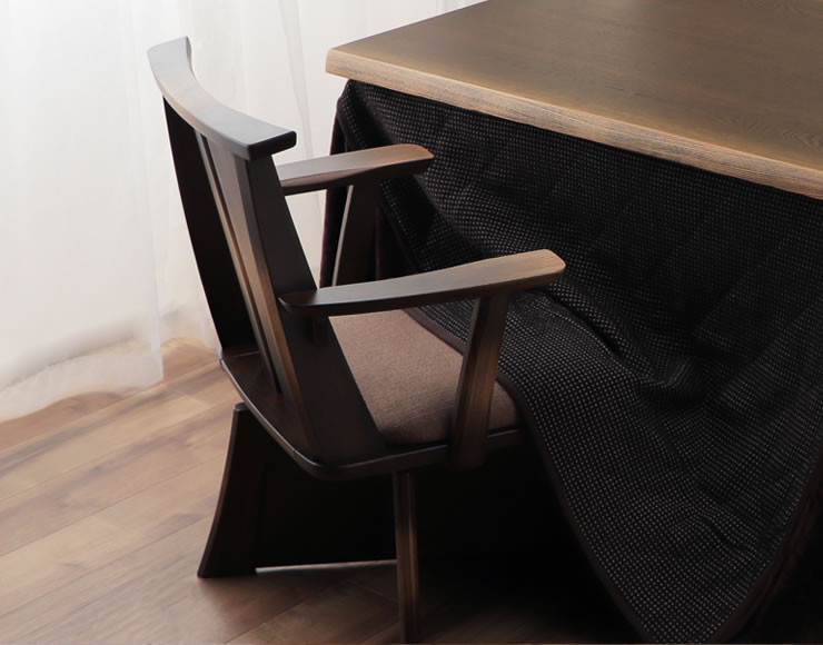 ダイニングチェア・椅子 ダイニングこたつ用 木製（タモ材） ハイ