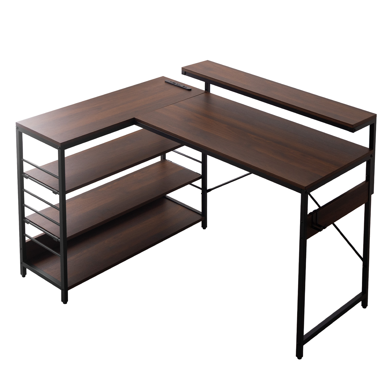 L字デスク デスク l字型 エル コーナー 収納 可動棚 デュアル モニター