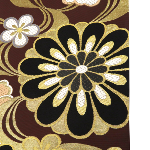 20%OFFセール 袋帯 振袖用 茶色 樹織物 仕立て上がり 振袖帯 正絹