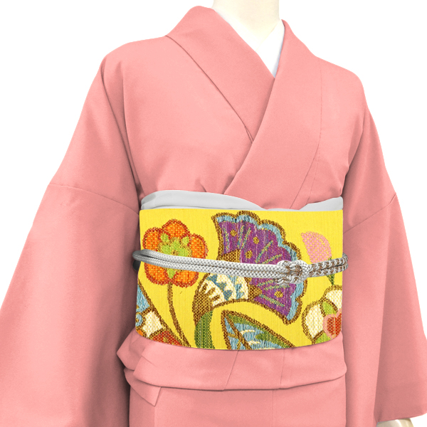 20%OFFセール 帯屋捨松 八寸名古屋帯 正絹 仕立て付き 黄色 紬帯