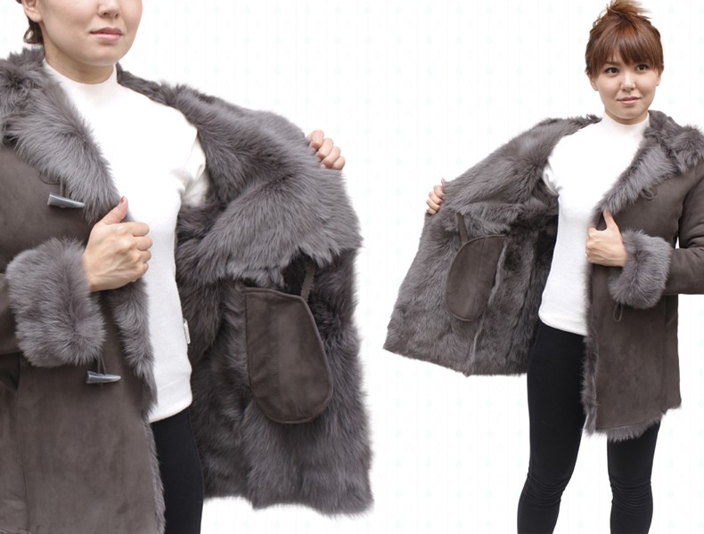 ムートンコート レディース トスカーナ ダッフルコート フード ハーフ