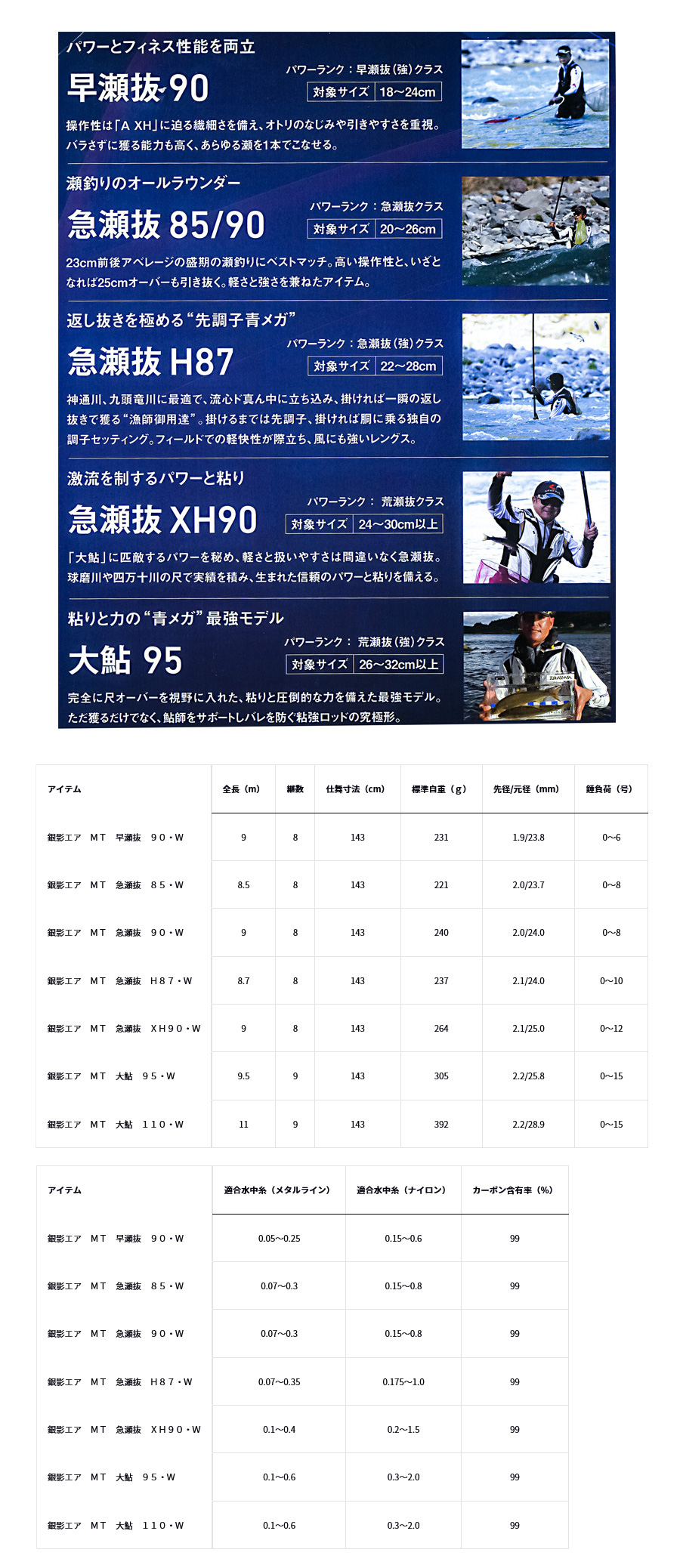 DAIWA（ダイワ） 鮎竿 銀影エア MT・W 急瀬抜 85・W 255076 : カツキ