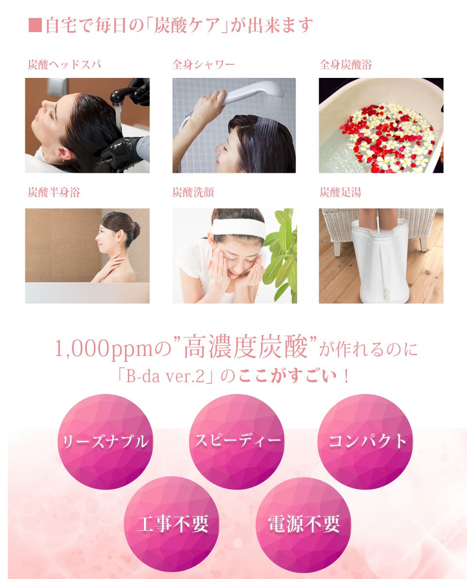 自宅で高濃度炭酸泉 B-da ビーダ ver.2 ベーシックセット 炭酸 風呂