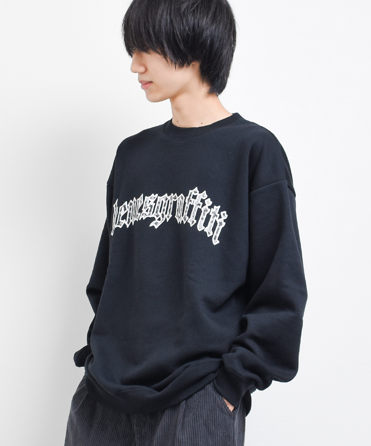 メンズ 裏起毛ぼかしアーチロゴトレーナー スウェット 長袖 トップス