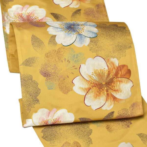 振袖 帯「黄土色 桜」日本製 西陣織 西陣織証紙番号 No.29 株式会社