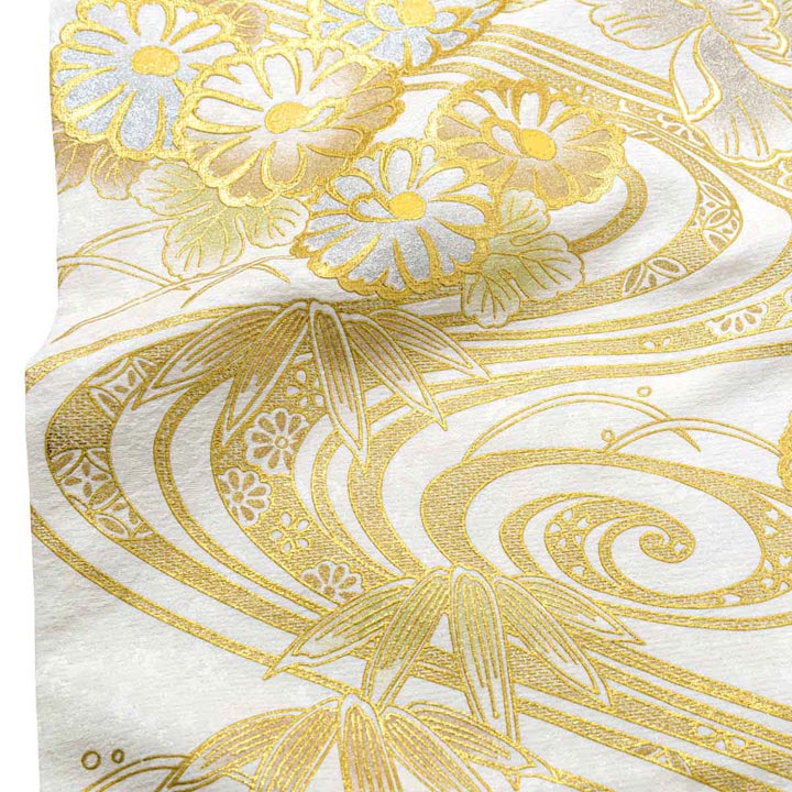 未仕立て 振袖 22点セット「白金 牡丹に松竹梅」仮絵羽 振り袖 正絹