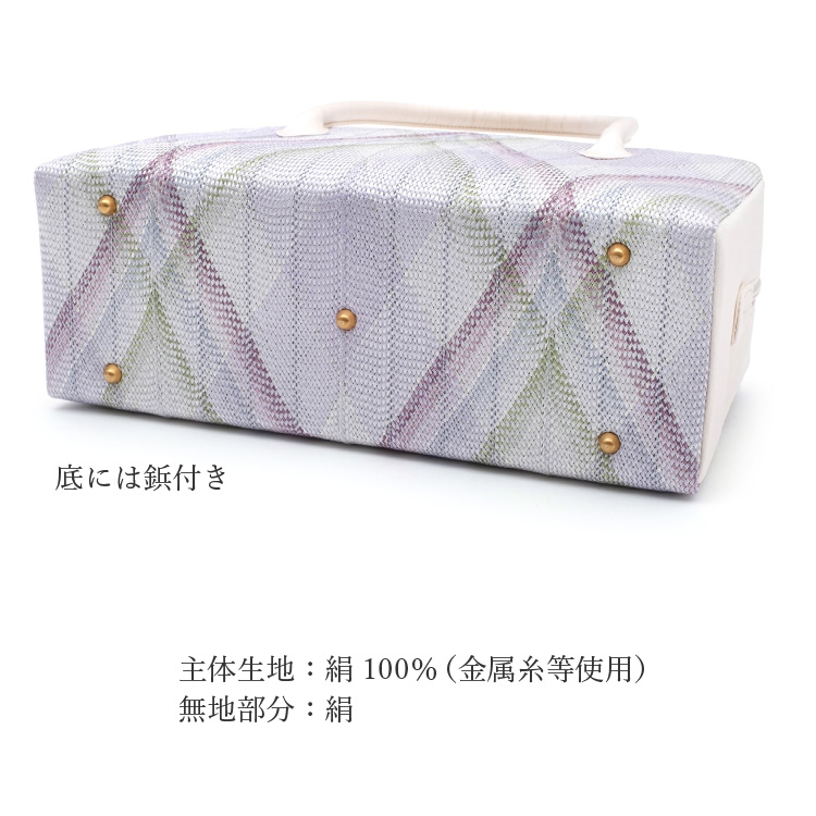 和装バッグ 利休バッグ 花しおり 正絹 薄紫 パープル ラベンダー