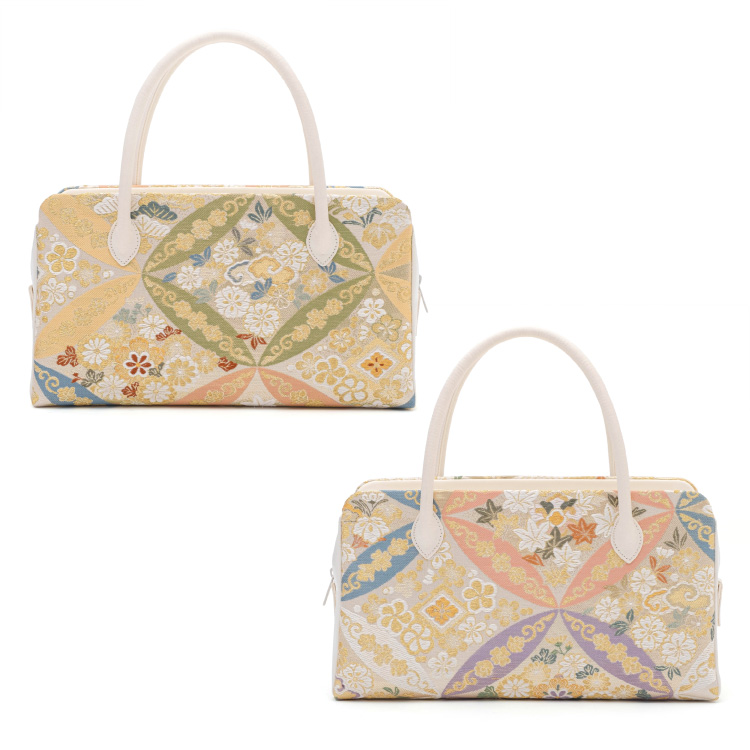 和装バッグ 利休バッグ 花しおり 正絹 金 ゴールド マルチカラー