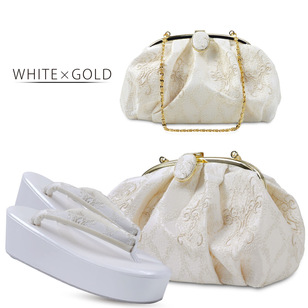 NISHIORI 紗織 レース×がま口 モダン 振袖向き 草履バッグ 2点セット