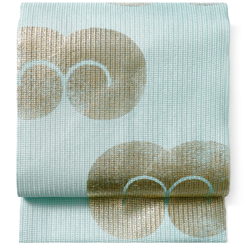 誉田屋源兵衛 名古屋帯 浮雲 水色 正絹 縁起物 夏着物 仕立て上がり