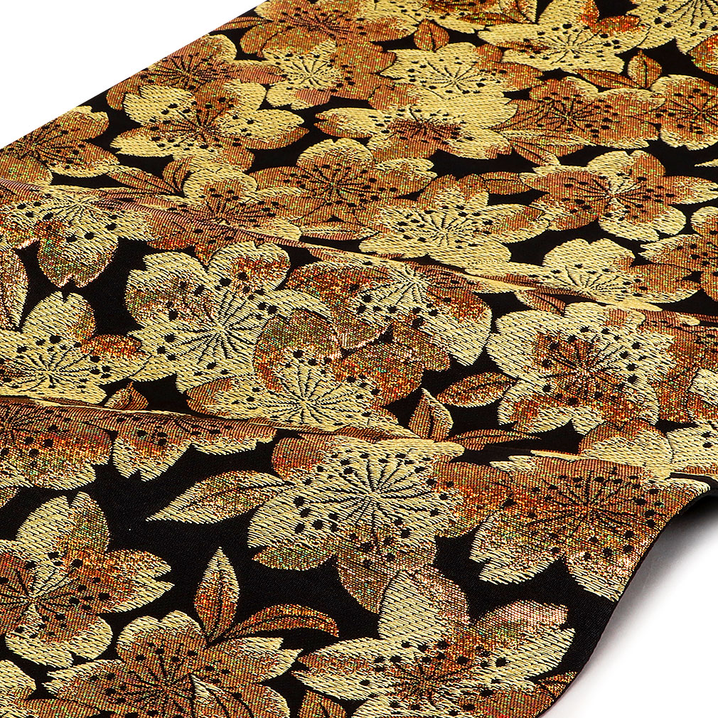 Kisste（キステ） 袋帯 振袖用 帯 成人式 黒 金 桜 西陣織 佐々木染織