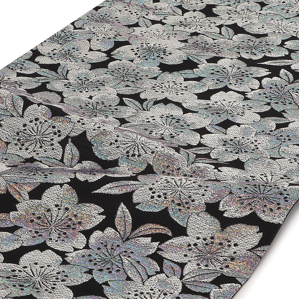 Kisste（キステ） 袋帯 振袖用 帯 成人式 黒 銀 桜 西陣織 佐々木染織