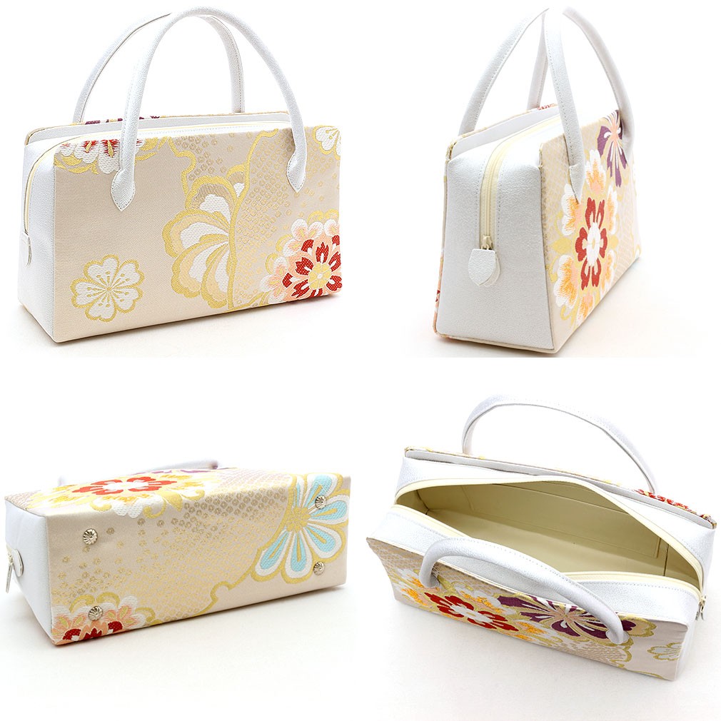 Kisste（キステ） バッグ 利休バッグ 着物 和装 フォーマル 白 金 正絹