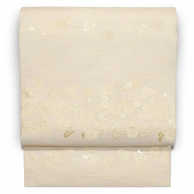 西陣織 正絹 九寸名古屋帯 仕立て上がり 春秋冬用 白色 ベージュ 紫色