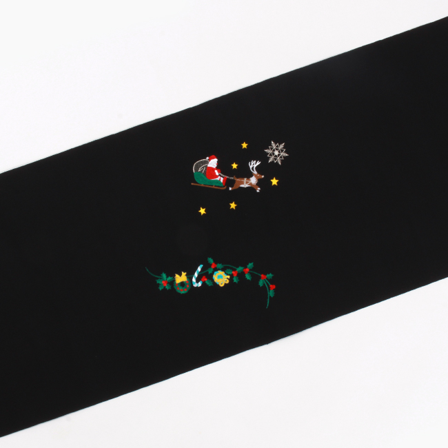 きもの 和 名古屋帯 九寸 正絹 西陣織 刺繍 サンタクロース ソリに乗る