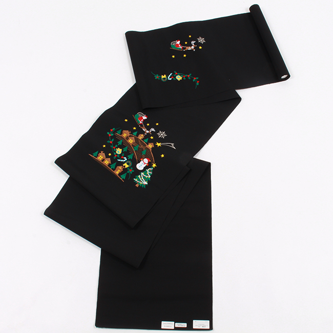 きもの 和 名古屋帯 九寸 正絹 西陣織 刺繍 サンタクロース ソリに乗る