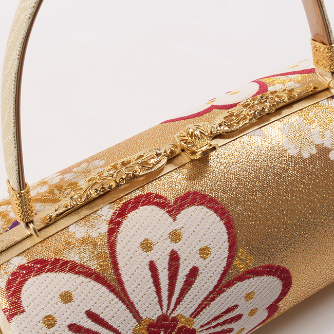 きもの 和 草履バッグセット 西陣織 帯地 和装バッグ × 草履 金 桜