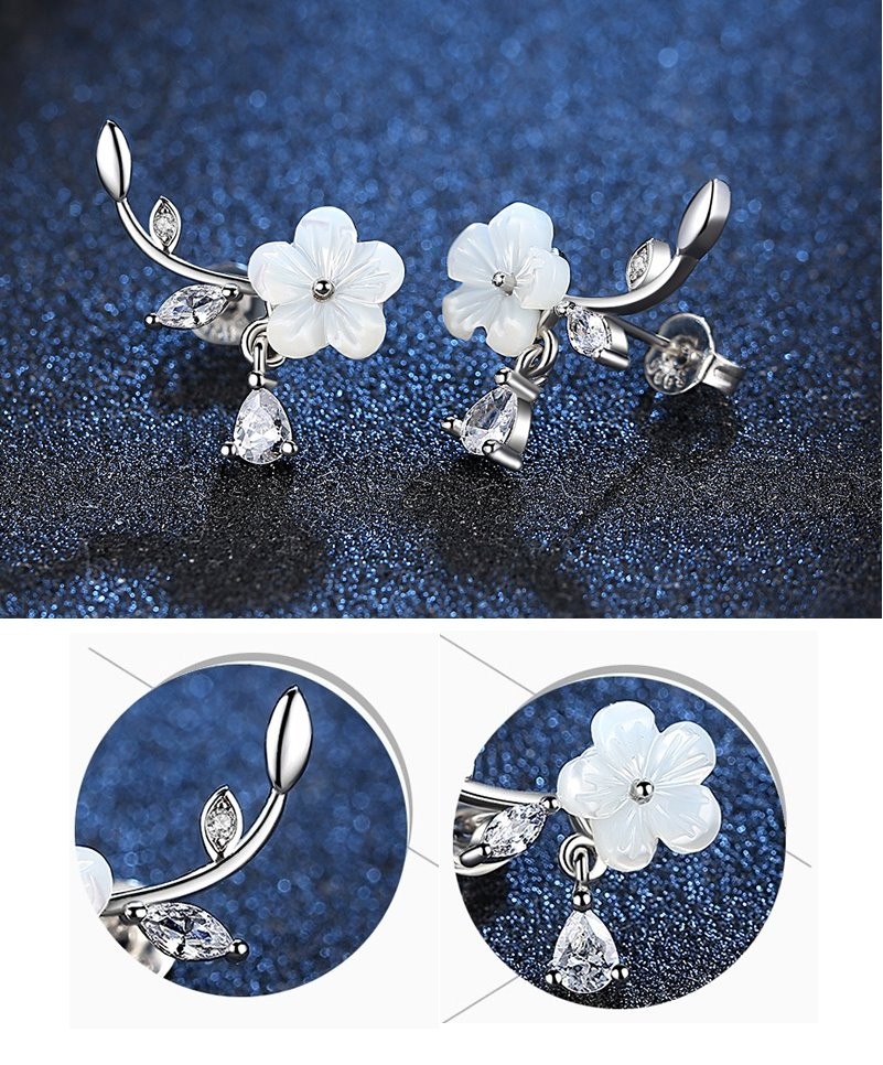 ピアス 天然シェル フラワー flower シェルフラワー キュービック